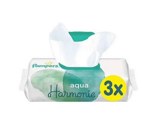 Pampers Aqua Harmonie Lingettes Bébé 3 Paquets de 48 (144 lingettes)