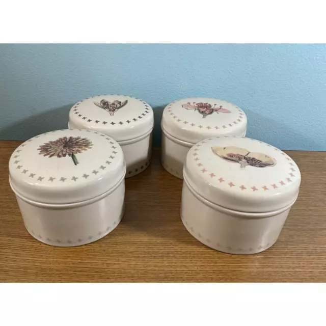 Creative Co-Op 8 Piece Set of 4 Tea Box Stoneware Canister Set Floral New!