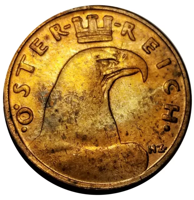 1935 Austria 1 Groschen Eagle Coin KM#2836
