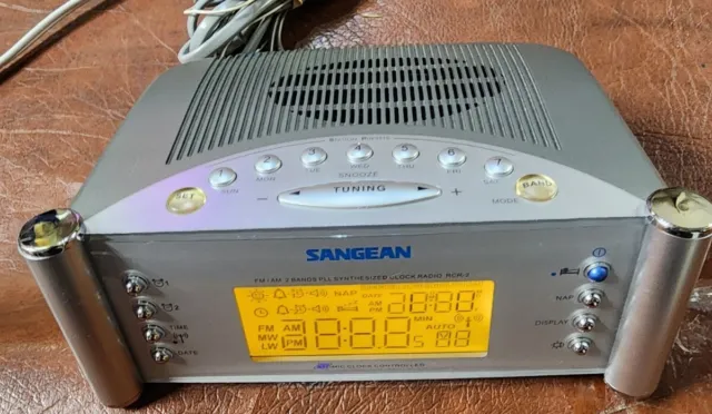Sangean FM AM Clock Radio RCR-2 Atomic Clock Tested working