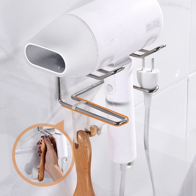 Organizador secador de pelo estante fácil instalación multipropósito organizador estante