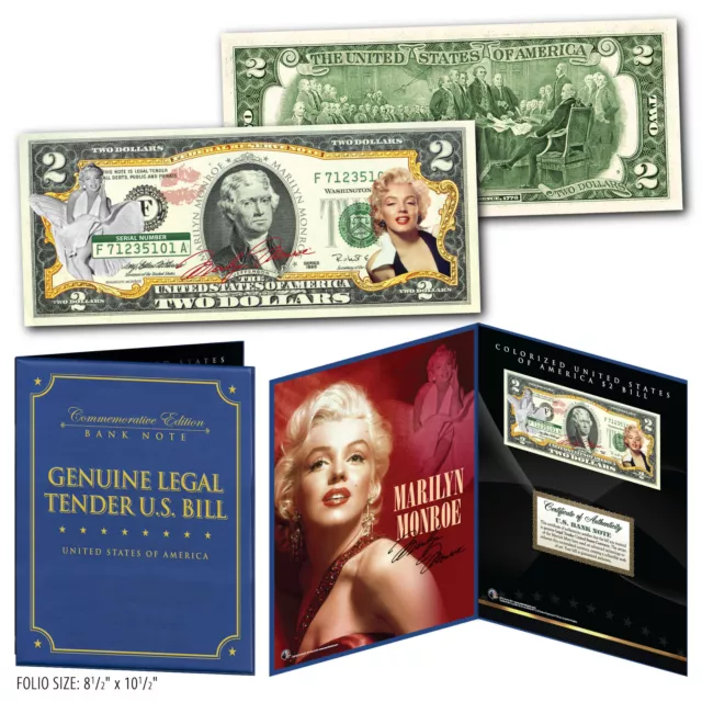 MARILYN MONROE Genuine Legal Tender US $2 Bill in 8x10 Collectors Display