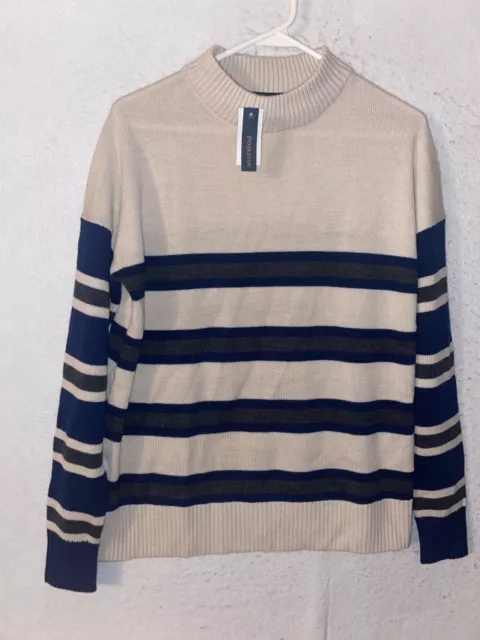 PENDLETON MEN'S SHETLAND Crew Neck Sweater Striped Blue White New Size ...