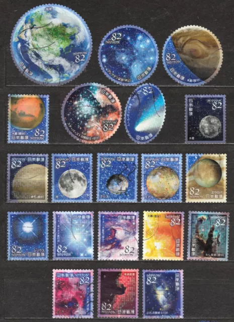 JAPAN TWO full sets of Used stamps, 82 Yen, Outer Space