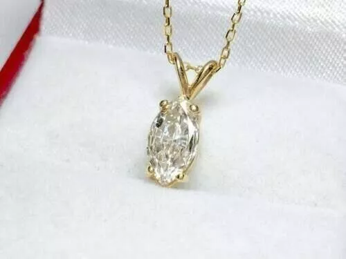 2 Karat Marquise Schnitt Künstlicher Diamant Anhänger Kette 14K Gelb Vergoldet