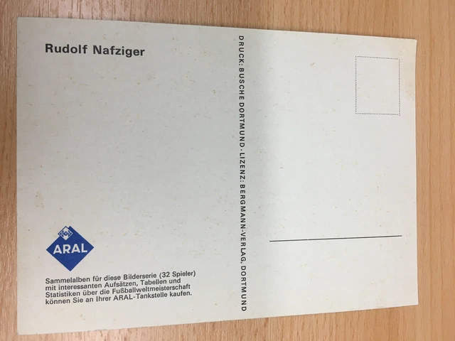 AUTOGRAMMKARTE RUDOLF NAFZIGER im FC BayernTrikot ARALSammelalbum zur