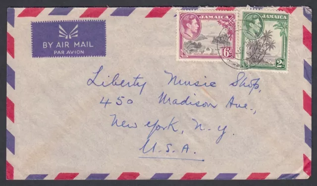 Jamaica 1952 Kgvi Airmail Cover Liguanea To New York Usa
