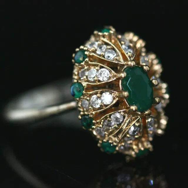925 Sterling Silver Handmade Gemstone Turkish Emerald Ladies Ring Size 7-12