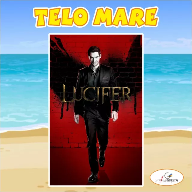 Asciugamano Telo Mare in spugna Lucifer serie tv idolo idea regalo estate