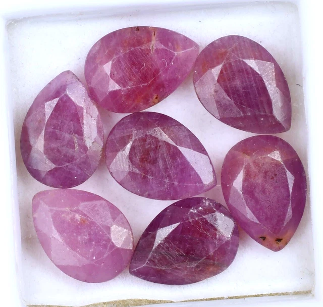 UNTREATED 60.10 CT Natural Burma Pink Ruby 7 Pcs Certified Pear Cut ...