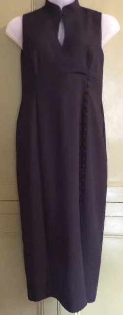 Richards Womens Vintage Small Uk18 36” B Black Maxi Dress Summer Cheongsam Style