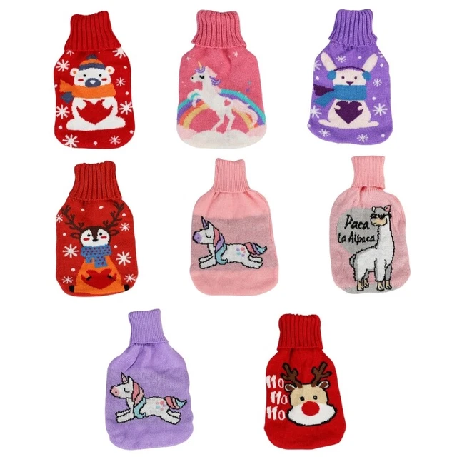 Hot Water Bottle Cute Knit Cover Rubber Hot Water Bag for Neck Shoulder