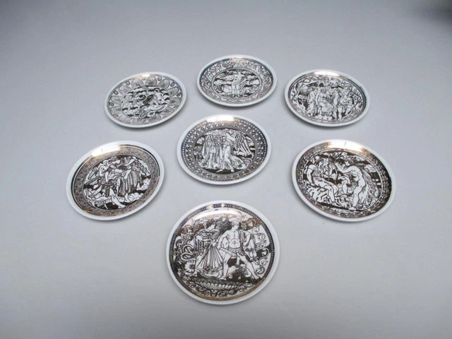 Set Of 7 Vintage Fornasetti Milano Mitologia 4" Coasters Or Plates Set Of 7 Vintage Fornasetti Milano Mitologia 4" Coasters Or Plates