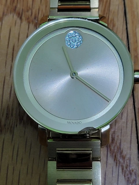 Movado Gold Ss Swiss Swarovski Crystals Watch