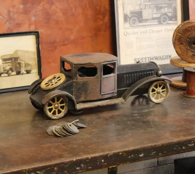 Original 17" Vtg Antique Schieble Dayton Pressed Steel Hillclimber Car Toy 1920s