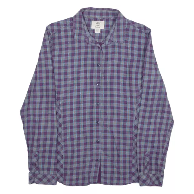 Camicia di flanella Timberland slim fit viola a scacchi manica lunga donna XL