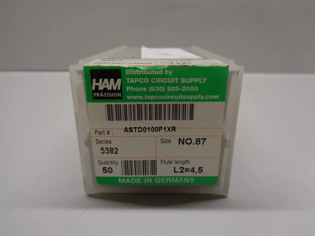 Ham Precision Carbide Drill Bits Size 87 Flute length L2=4,5 50 bits