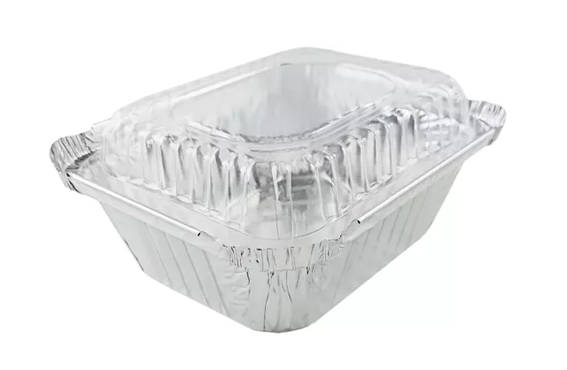 Pactogo 1 lb. Oblong Pan with Clear Dome Lid -Disposable Aluminum Containers