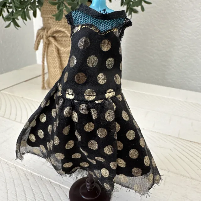 Disney Minnie Mouse Dazzling Dots Dress For Minnie Fashion Doll Black Gold Polka