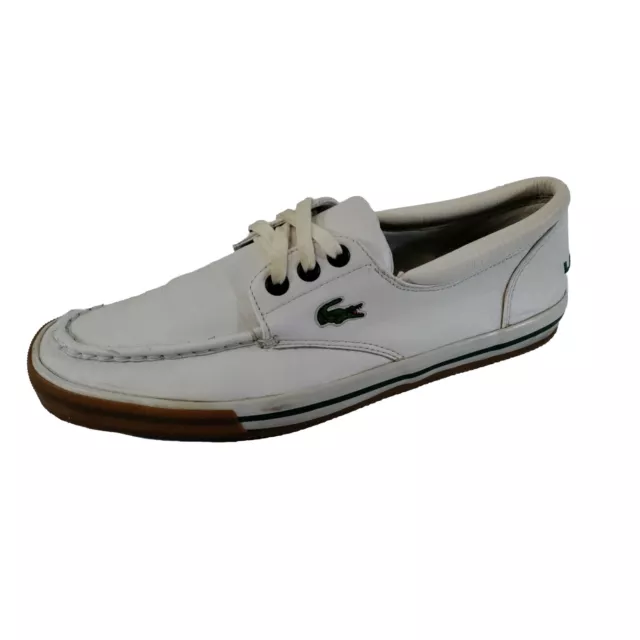 Lacoste Mens White Leather Boat Shoe Shakespeare Size 11 Casual Summer VTG