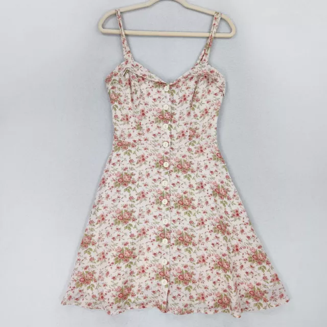 Lucky Brand Dress Womens Small Pink White Floral A Line Cotton Feminine Casual