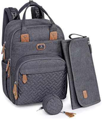 Sac à Dos à Langer Sac à Langer bébé avec Matelas à Langer Portable Sac de Voyage multifonctionnel pour Maman ou Papa Porte-Sucette et Sangles de Poussette 