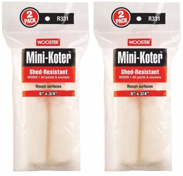 Wooster 6" Mini-Koter 3/4" Nap 4 Pack Roller Cover, R331-6-2PK