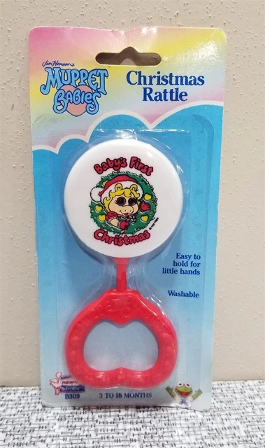 VTG 1989 Jim Henson’s MUPPET BABIES 1ST CHRISTMAS RATTLE Miss Piggy Remco NOS
