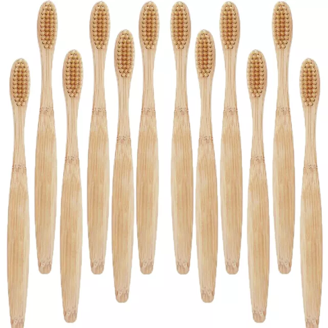 10/20/50Pcs Wooden Bamboo Toothbrush Bulk Wood Eco Tooth Brushes Soft Bristles