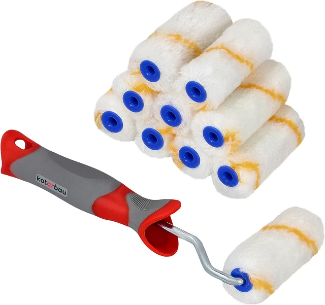 ® Lot De 10 Rouleaux De Peinture - Avec Manche En Caoutchouc - Pour Travaux De P