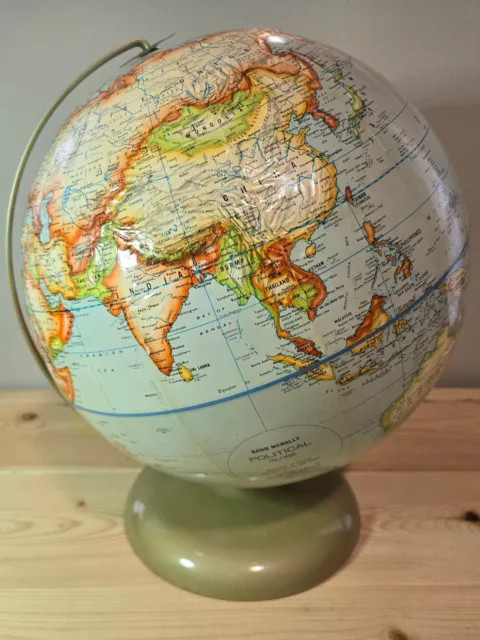 Rand McNally Political Globe 12 inch Gold Base Raised Texture