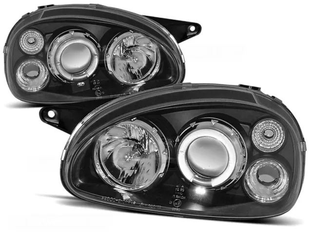 Angel Eyes Scheinwerfer Set für Opel Corsa B BJ 02/93-10/00 Klar Schwarz