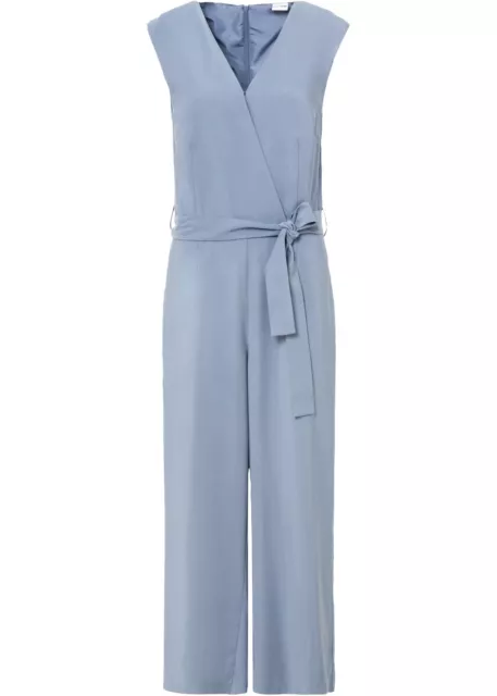 Neu Jumpsuit mit V-Ausschnitt Gr. 46 Rauchblau Damenonesie Overall Hosenanzug