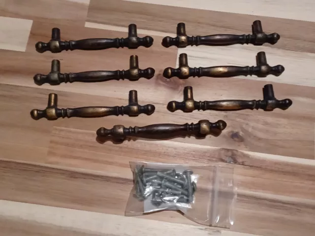 7 Vintage Brass Salvaged Drawer Handle Pulls Cabinet Furniture Hardware