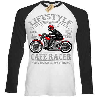 Lifestyle Biker T-Shirt Cafe Racer motorcycle Mens Baseball top