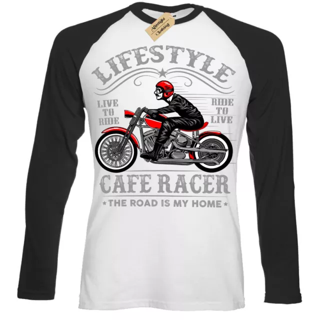 T-shirt lifestyle biker Cafe Racer moto uomo baseball top
