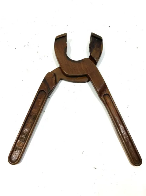 Vintage  Rare 2 Piece Industrial Wood Foundry Mold Pattern -Wrench Or Clamp Tool