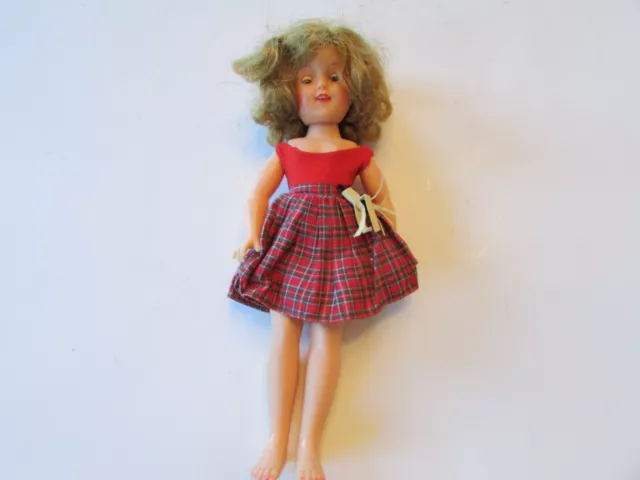 Ideal Shirley Temple Doll St-12 Plaid Skirt & Red Bodysuit 12"