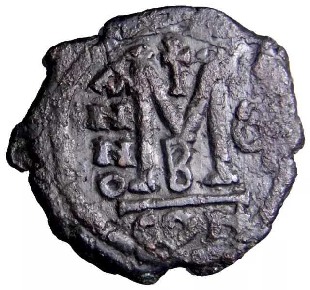 Justin II. 565-578. AE follis Nicomedia CON B Year 4 Byzantine Coin w/COA