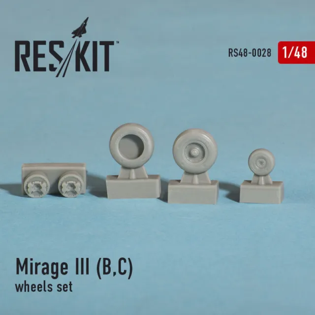 Harzräder für Mirage III (B,C), Radsatz 1/48 Reskit 48-0028