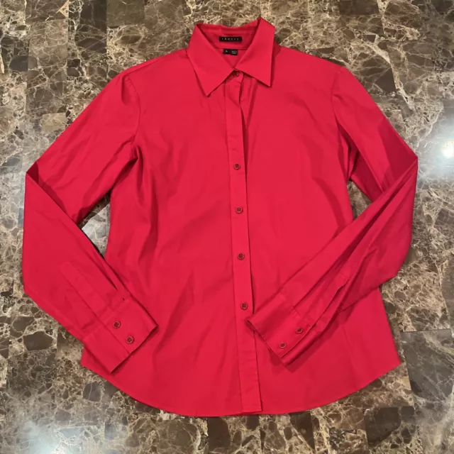 Theory Womens Button Front Long Sleeve Collared Shirt Red Size L