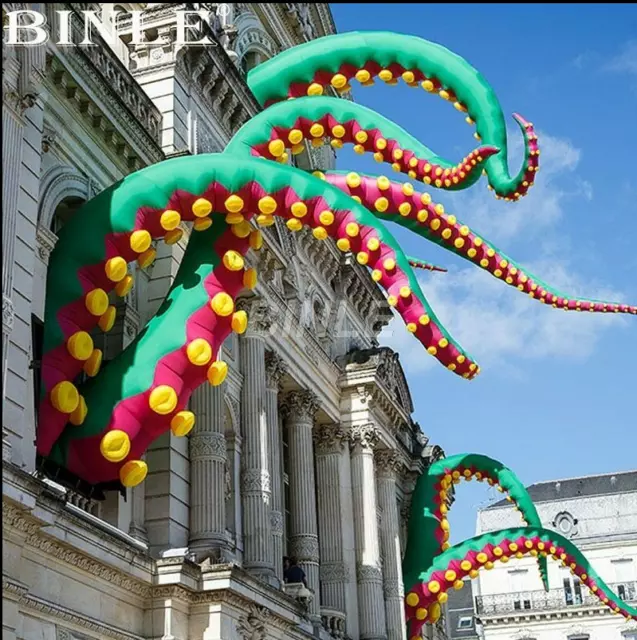 Custom Made Urban-Art Outdoor Green Giant Inflatable Octopus Tentacles Pop Up