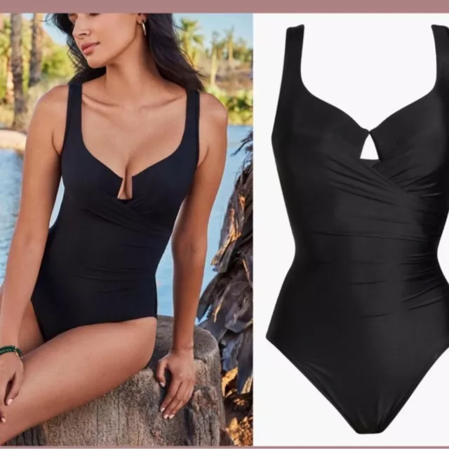 NWOT Miraclesuit Must Haves Escape Black one piece swimsuit size 12