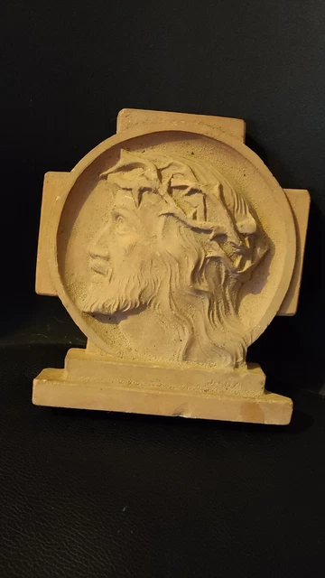 BAS RELIEF TERRE CUITE Jésus Christ Signé JEAN ROY Années 50