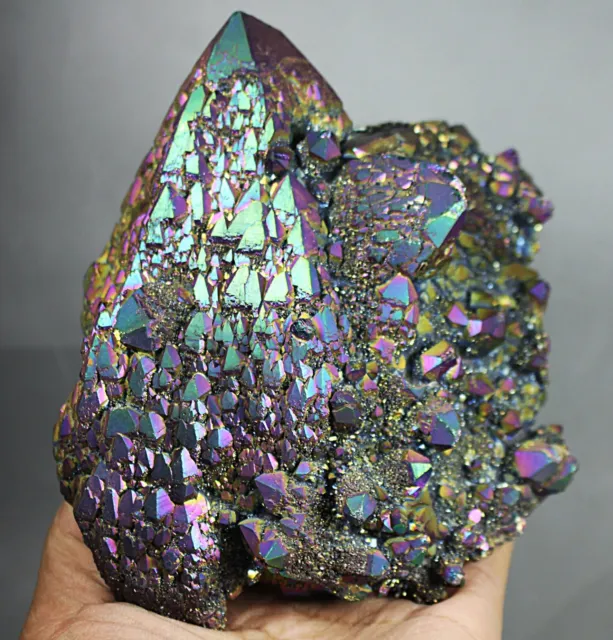 1100g Light blue Aura Quartz Crystal Titanium Bismuth Silicon Cluster Rainbows
