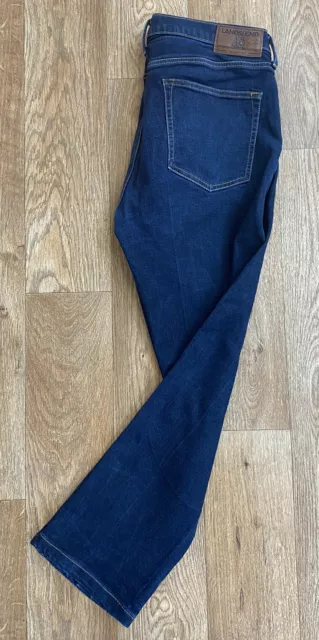 Lands End Square Rigger Jeans Mens Size 34W 30L Straight Blue 5 Pocket Zip Fly