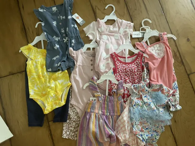 Baby Girl Clothes Lot NWT 6 & 9 Months CARTERS Baby Essentials Little Lass Baby