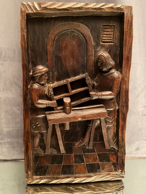 Panneau de bois sculpté bas relief au menuisier (série de 5 possible)