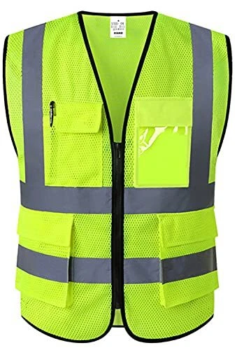 Mesh Safety Vest High Visibility Reflective Vest with Pockets and Zipper,