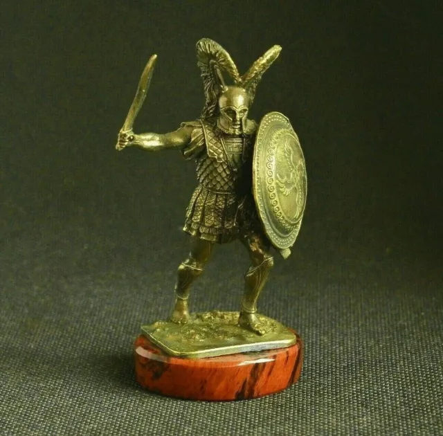 Art Deco Solid Bronze Ancient Greek Sparta Macedonian Warrior Statuette Figurine